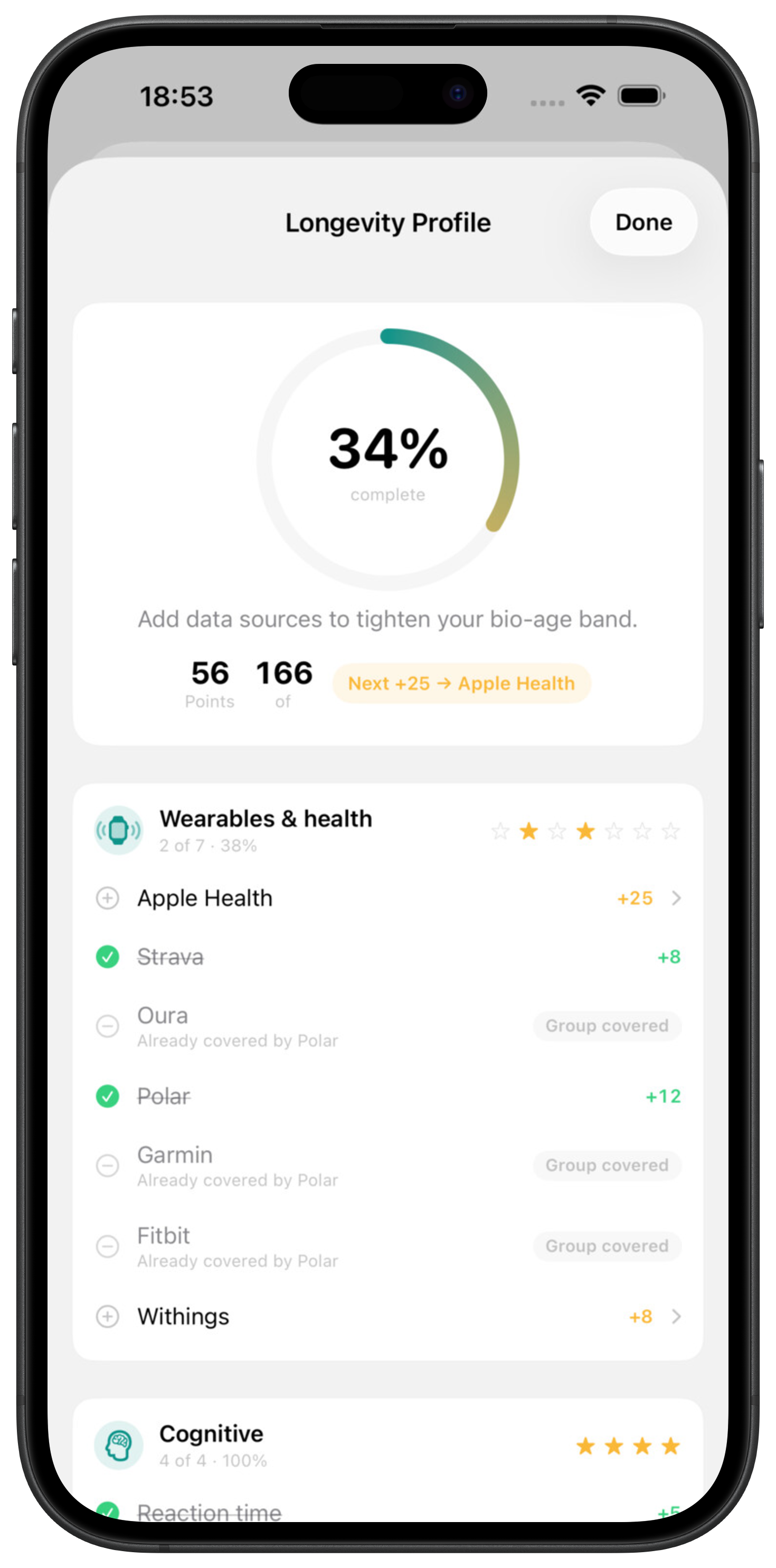 Thier iOS app — Longevity Profile